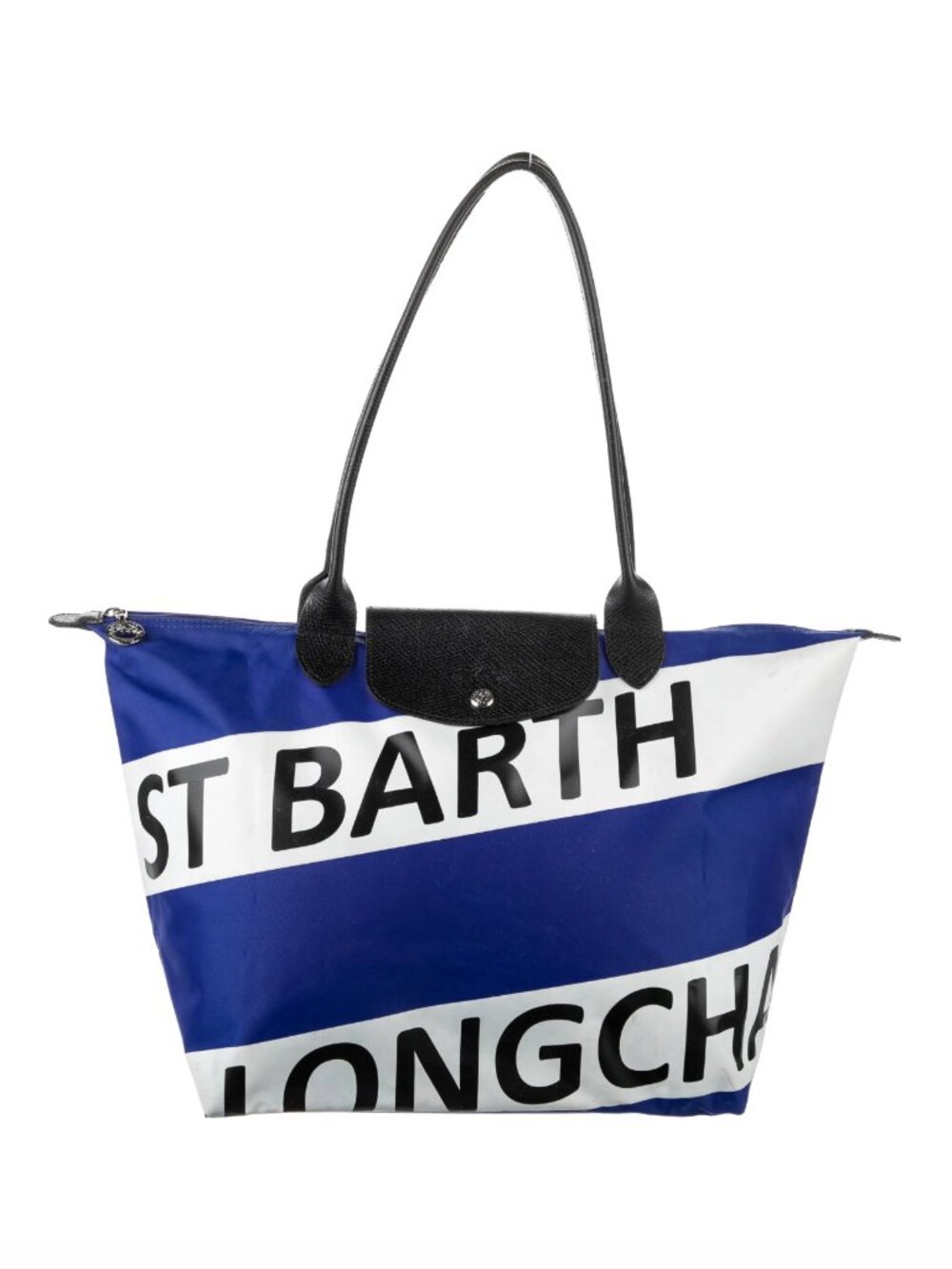 Longchamp Le Pliage Tote Limited Edition St Barth Blue White